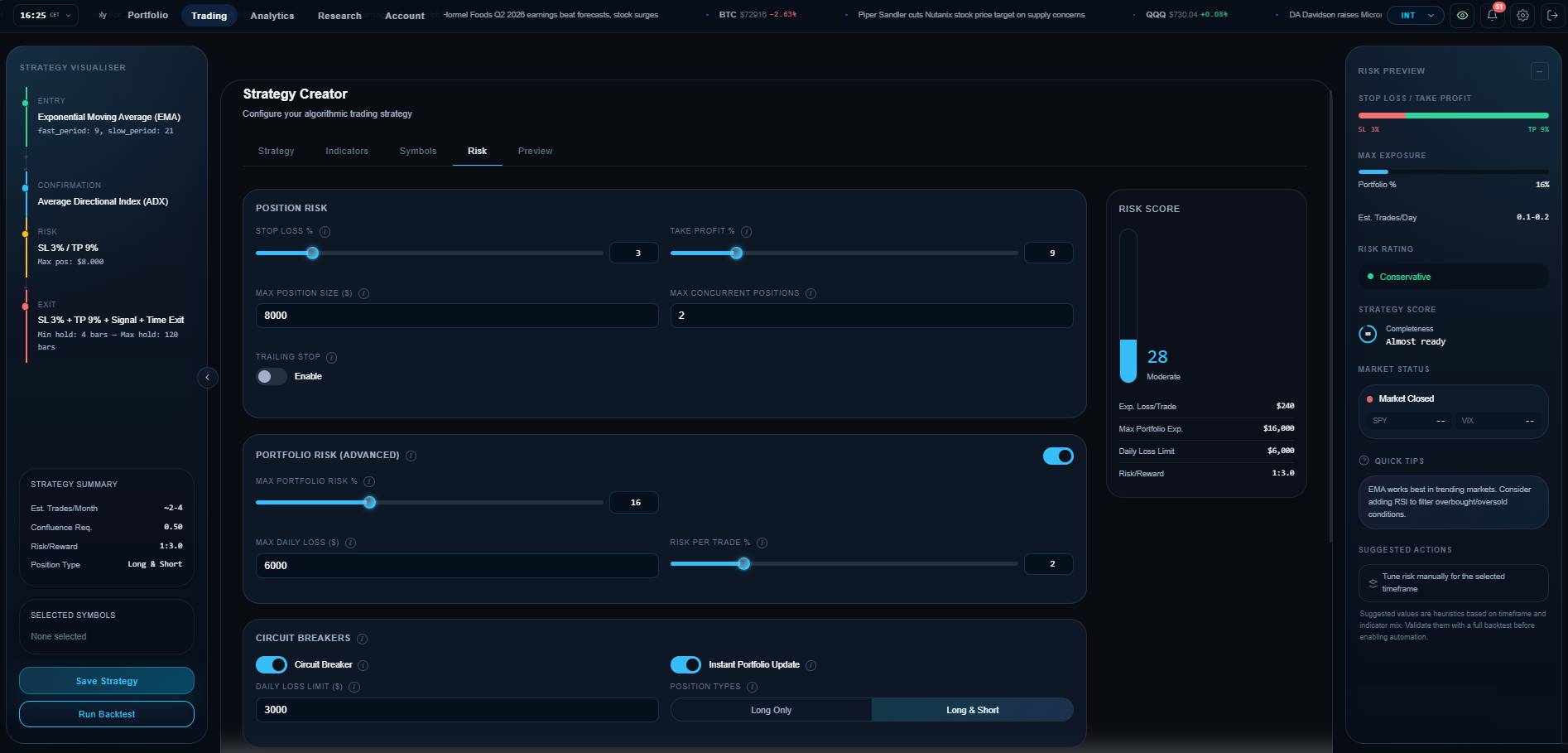 Strategy Creator workspace overview